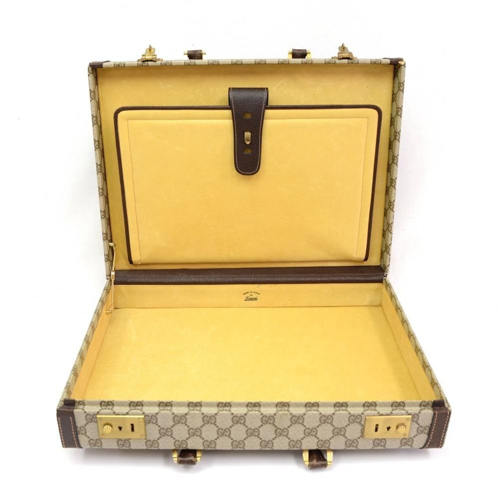 Gucci Rare Vintage Monogram Canvas Leather Unisex Men's Trunk Attache Briefcase 1
