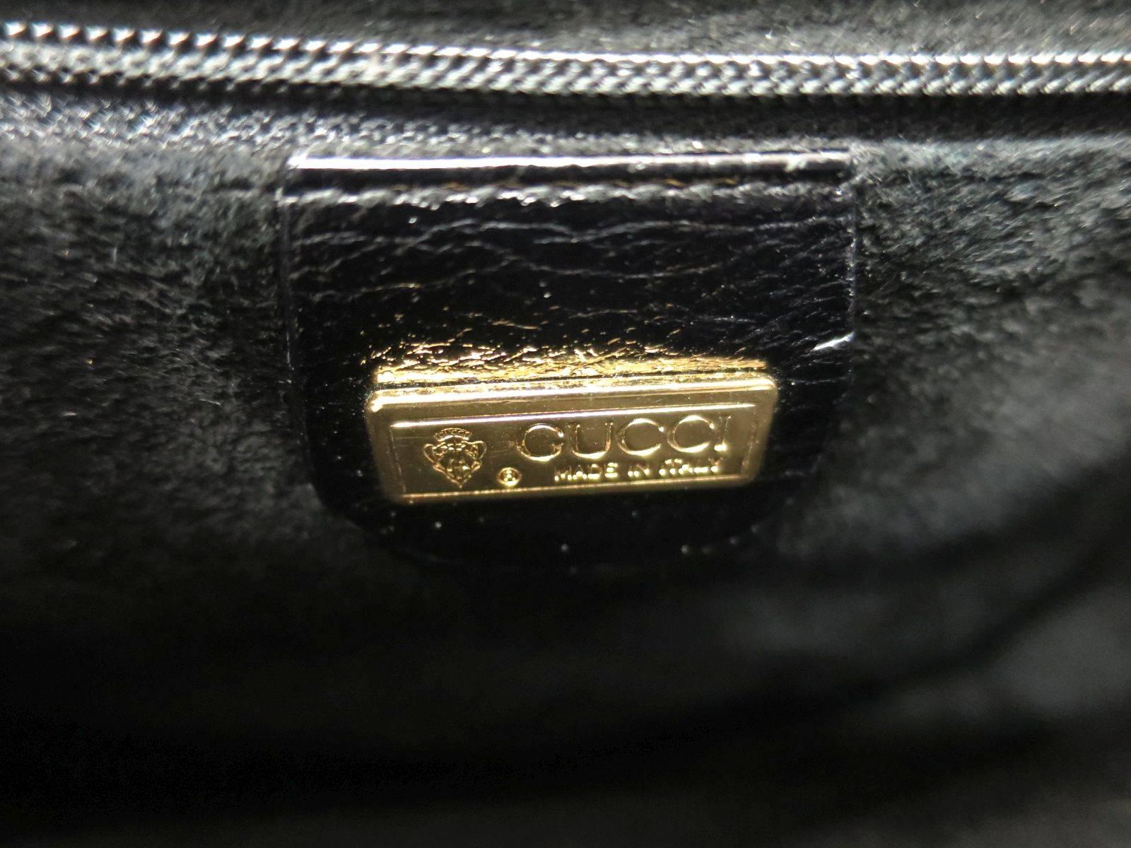 Gucci Black Leather Gold Hardware Kelly Box Ladylike Top Handle Satchel Bag In Good Condition In Chicago, IL