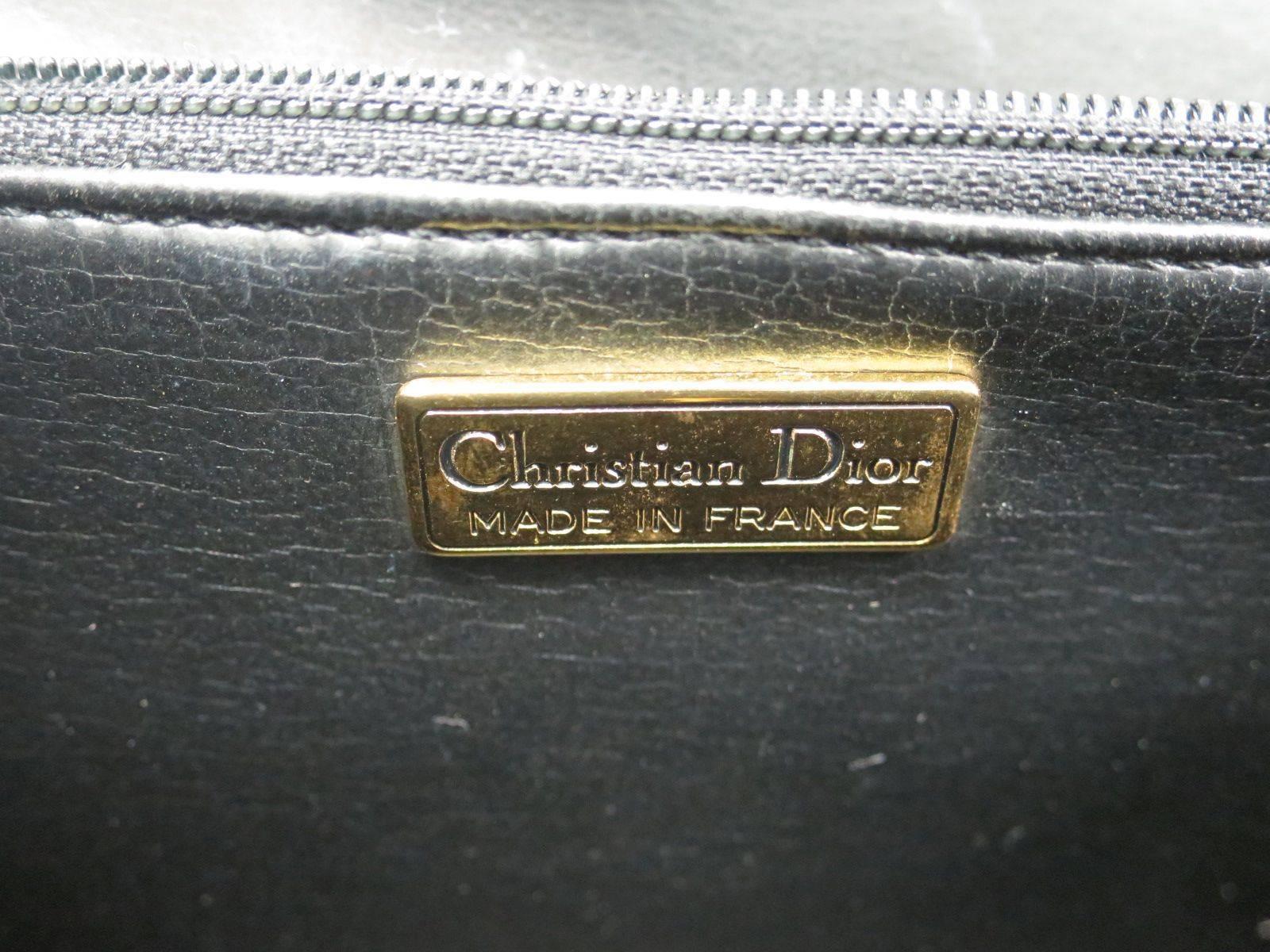 Women's Christian Dior Black Beige Two-Tone Leather Kelly Box Top Handle Satchel Bag