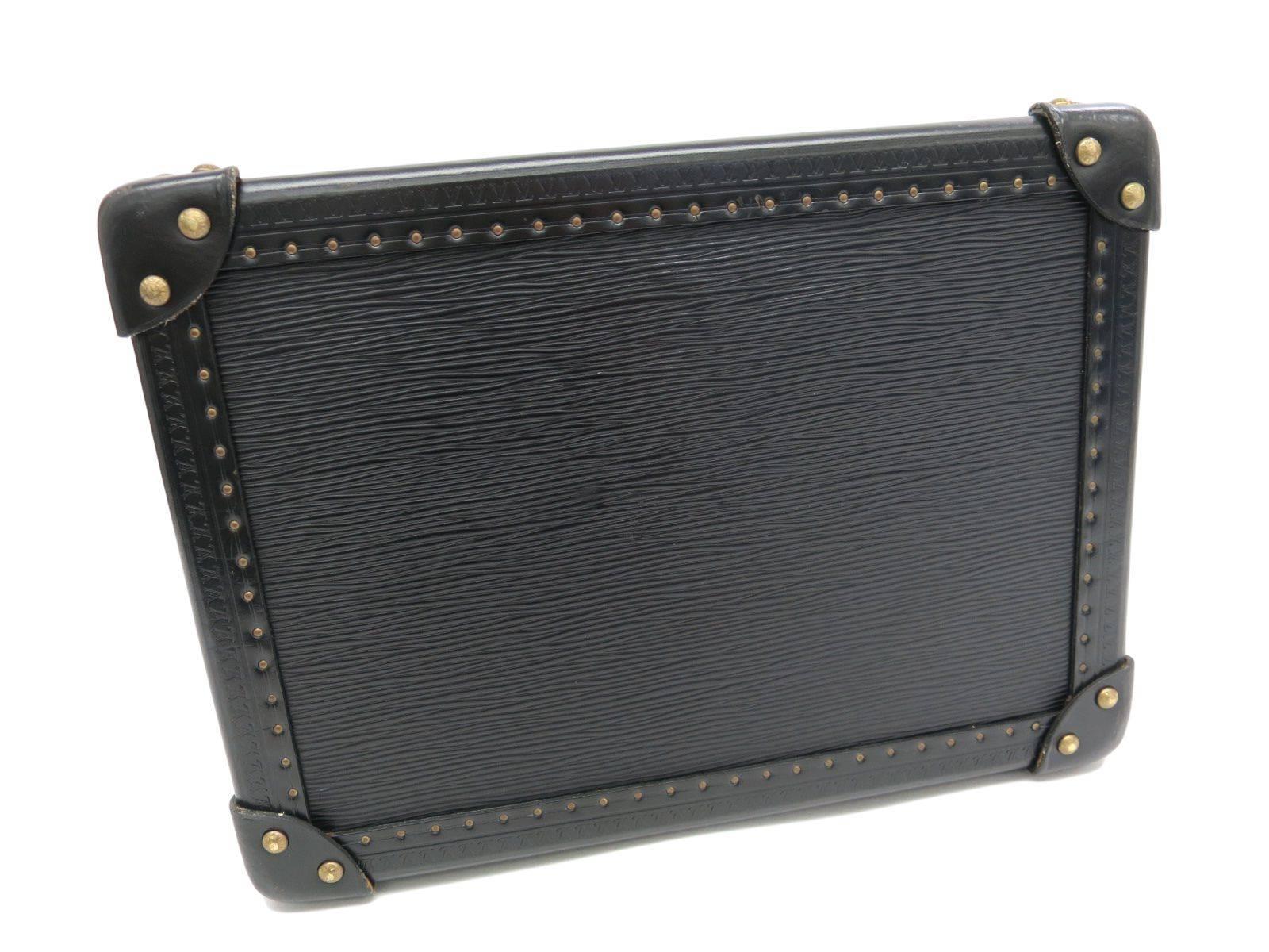 Women's Louis Vuitton Rare Black Epi Leather Gold HW Vanity Jewelry Travel Bag Case