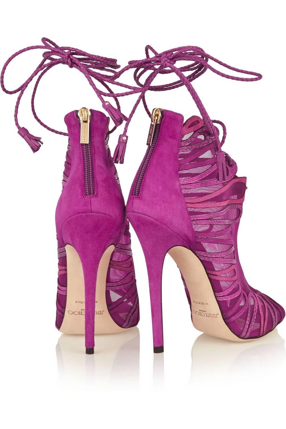 fuchsia lace up heels