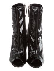 Giuseppe Zanotti New Black Patent Peep Toe Silver Heel Stiletto Ankle Booties