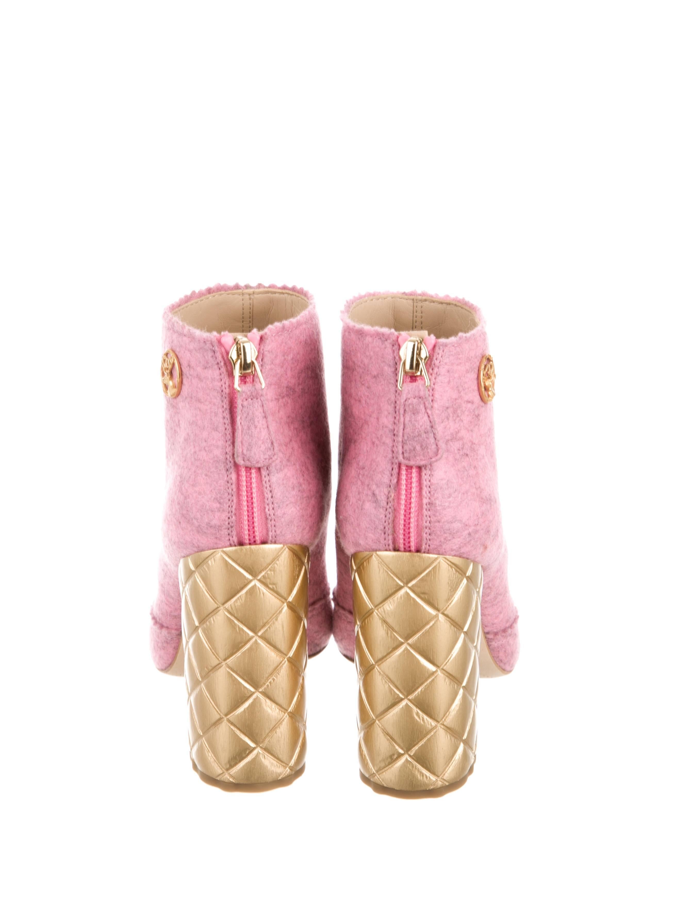 chanel pink boots