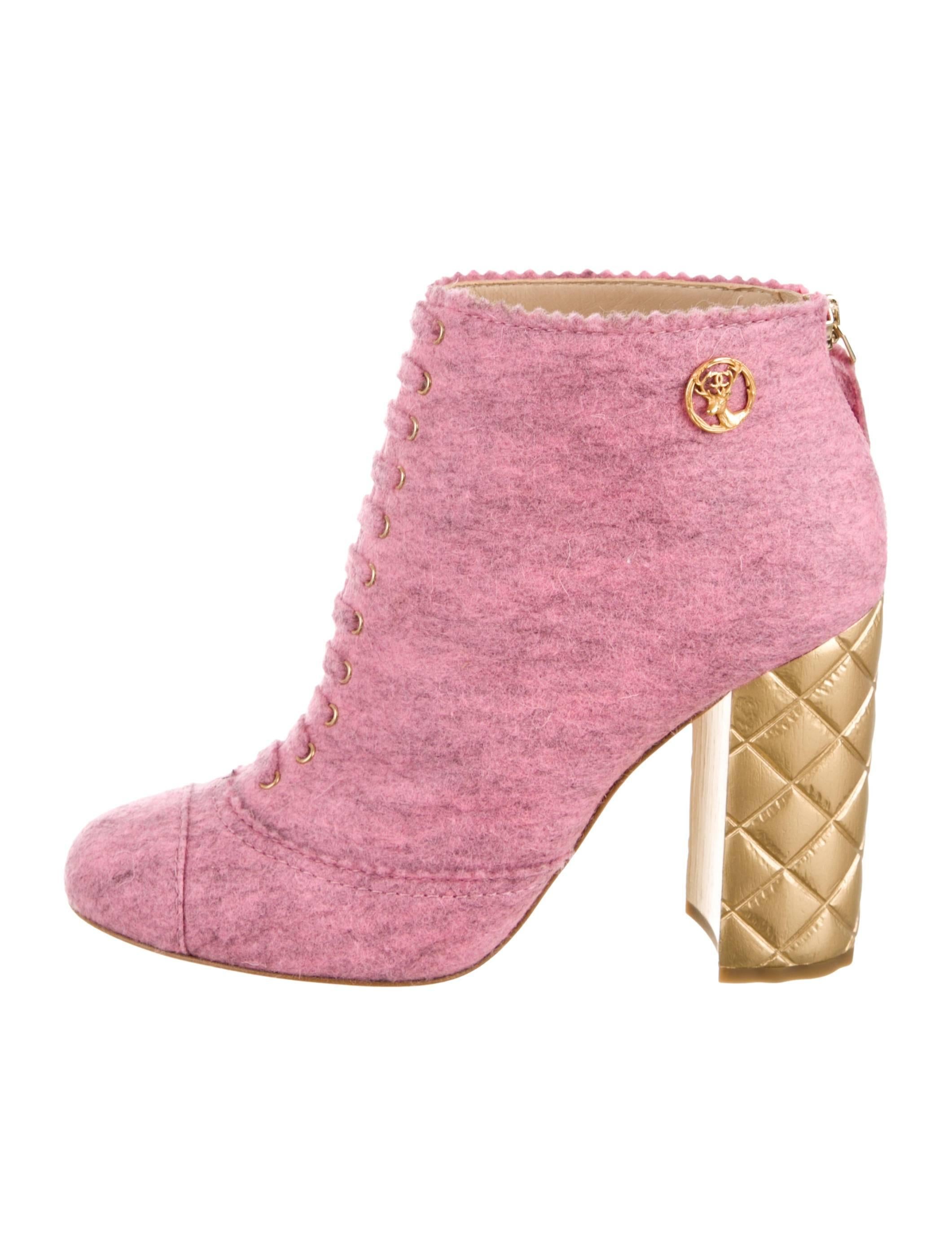 pink chanel boots