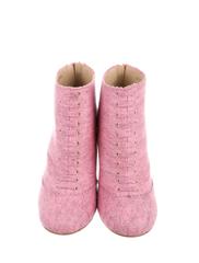Chanel Brand New Pink Gold Stacked Heel Round Toe Ankle Booties in Dust Bag
