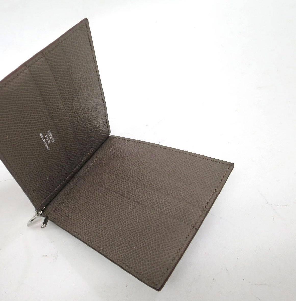 Hermes Brown Epsom Leather Men\u0026#39;s Silver Money Clip Bifold Bill ...