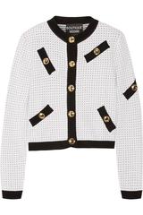 Vintage Moschino Boutique Polka Dot Black and White Gold Button Down Cardigan Sweater