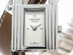 Hermes Double Tour Kelly Brown Leather Stainless Steel Lock Wrist Watch