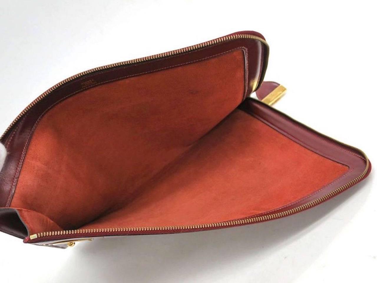 Hermes Red Rouge H Box Calf Leather Gold Hardware Envelope Evening ...