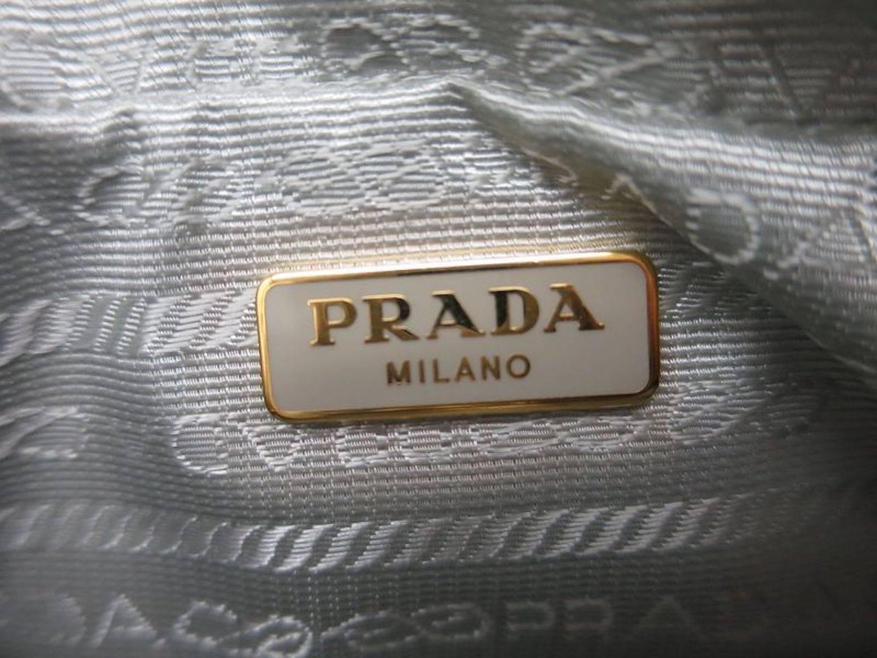 Gray Prada Silver Patent Leather Gold Chain HW Top Handle Crossbody Shoulder Bag