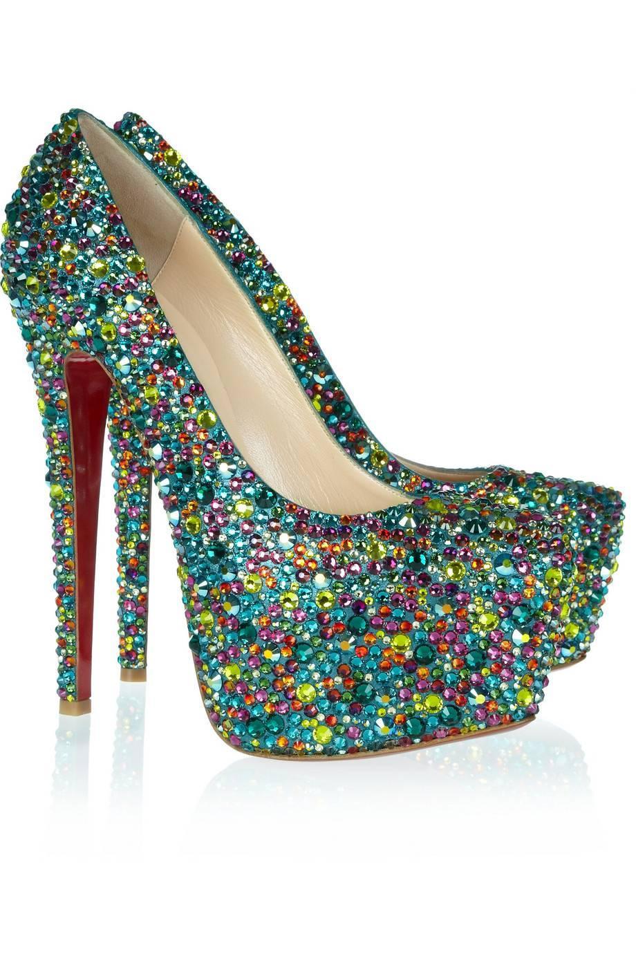 green multi color heels