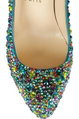 Christian Louboutin NEW and RARE Green Multi Color Crystal High Heels Pumps