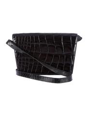Gucci Tom Ford Black Crocodile Leather Gold HW Envelope Clutch Shoulder Bag