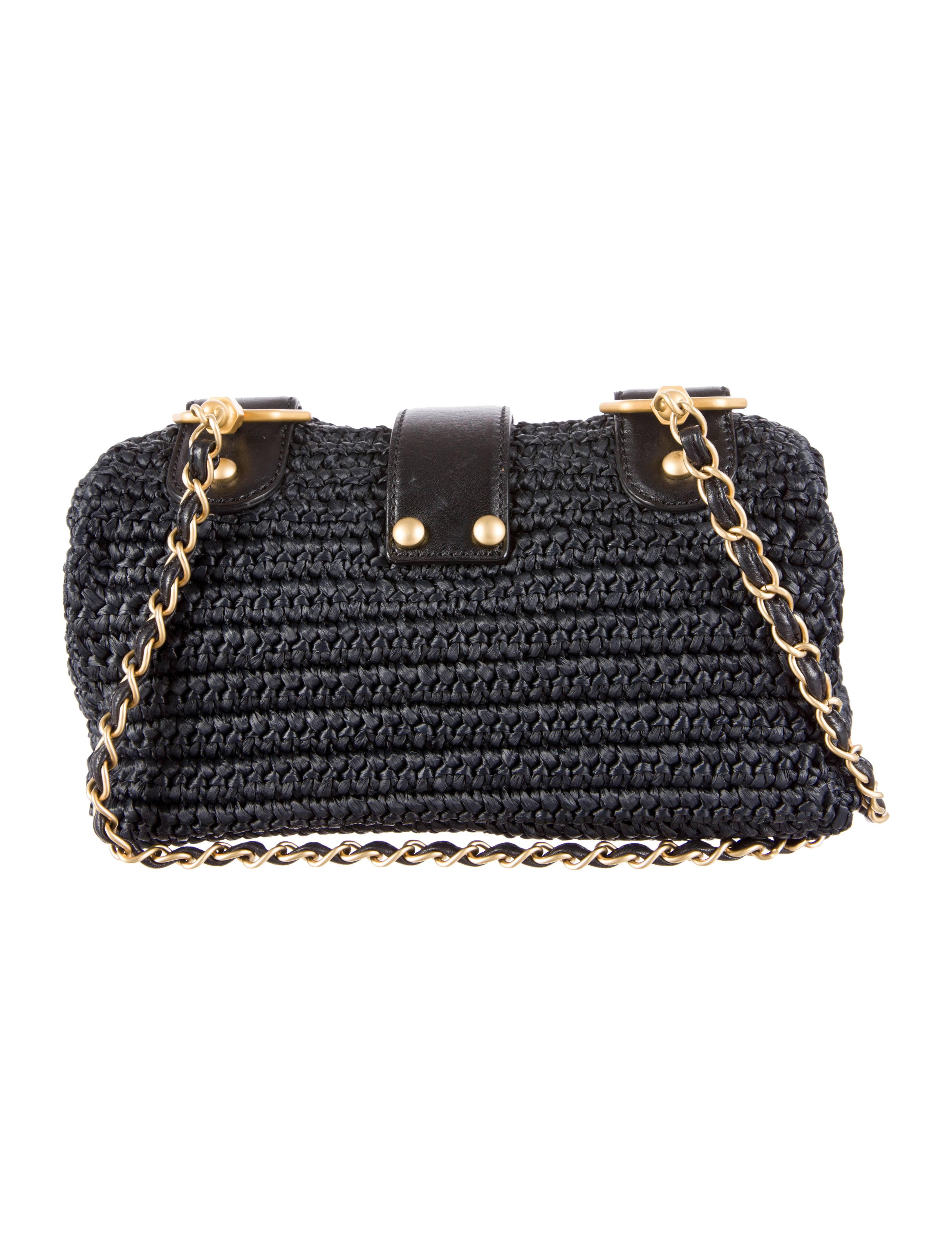 Black Chanel Navy Blue Straw Raffia and Leather Gold Hardware Flap Shoulder Bag