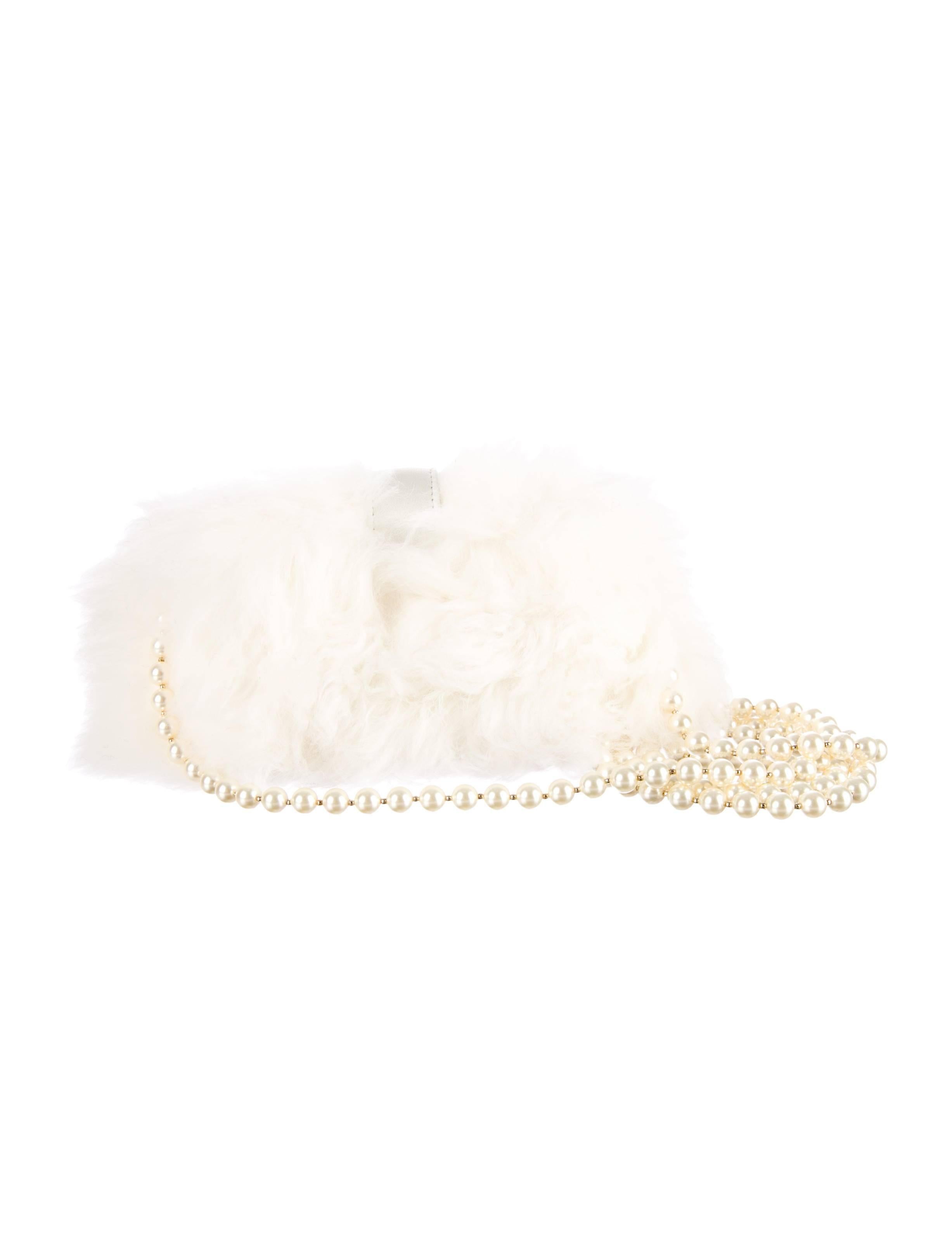 white fur chanel bag