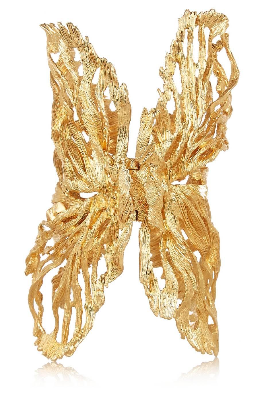 Women's Alexander McQueen NEW Gold Filigree Butterfly Cuff Bracelet