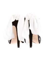 Oscar de la Renta NEW Black Cream Colorblock Suede Silk Slides Mules Heels