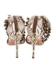 Alaia NEW and SOLD OUT Snakeskin Nude Brown Metal Bells High Heels Sandals