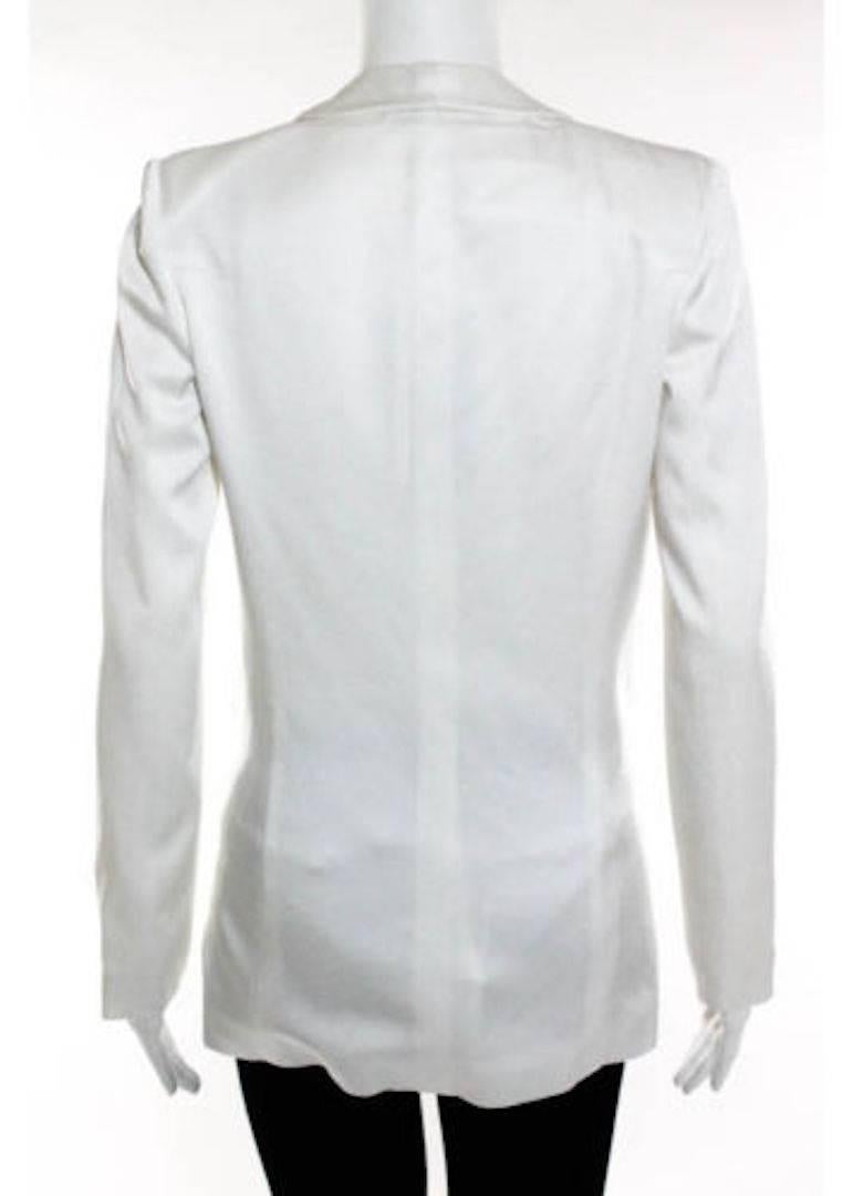 Women's Gucci NEW White Sateen Gold Black Chain Link Day Evening Jacket Blazer - IT 36