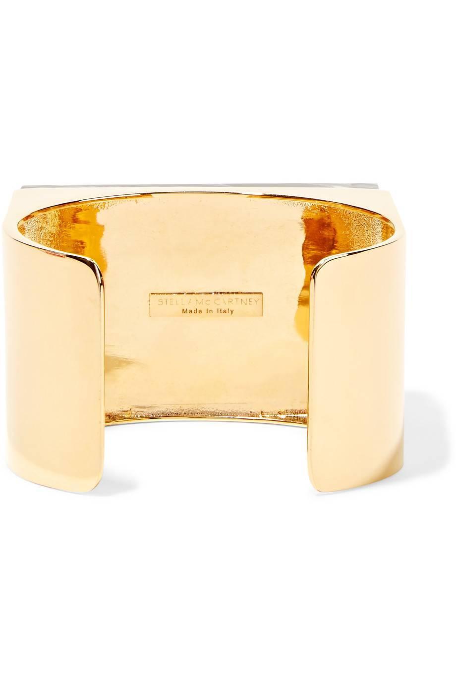 Stella McCartney NEW Resin Wood Multi Color Gold Cuff Bangle Bracelet ...