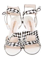 Sophia Webster NEW Schwarz und Weiß kariert Leder High Heels Sandalen in Box