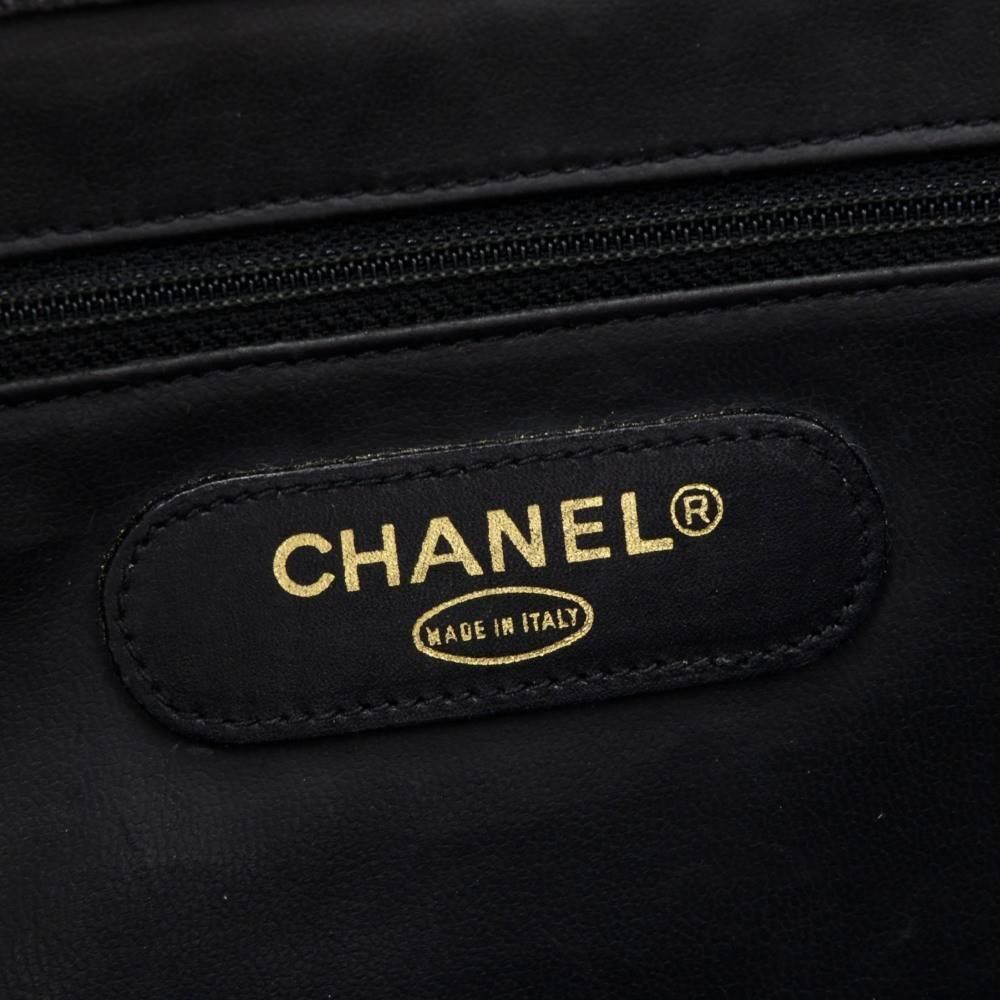 Chanel Vintage Black Caviar Gold Weekender Travel Shopper Tote Flap Shoulder Bag 4
