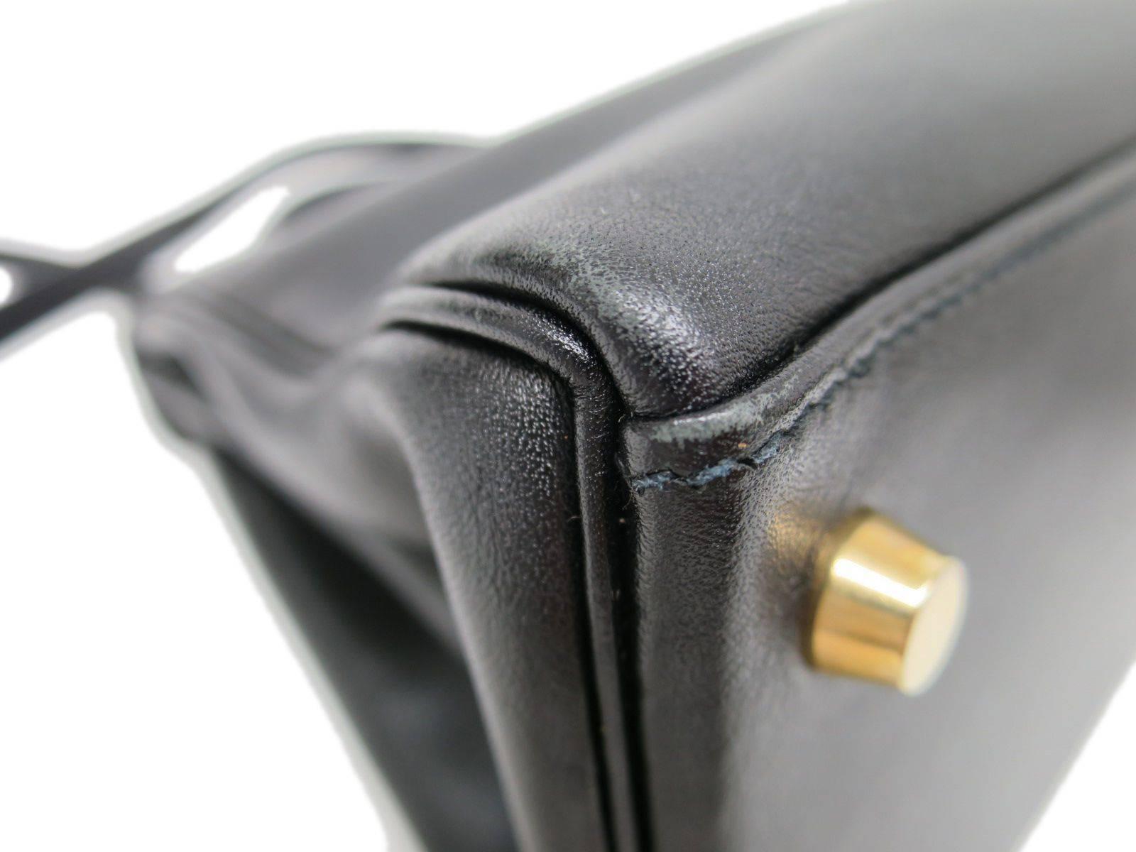 Hermes Black Kelly 28 Top Handle Satchel Shoulder Bag with Accessories in Box 1