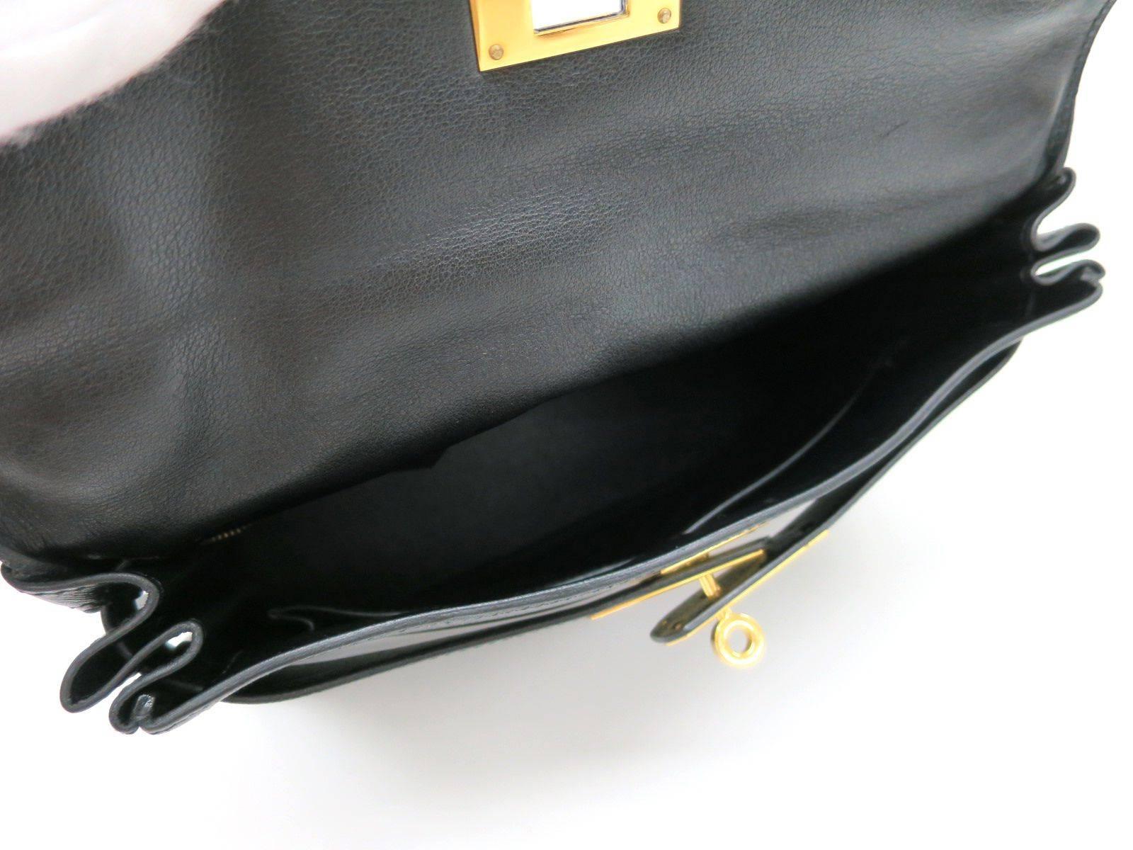 Hermes Black Kelly 28 Top Handle Satchel Shoulder Bag with Accessories in Box 2