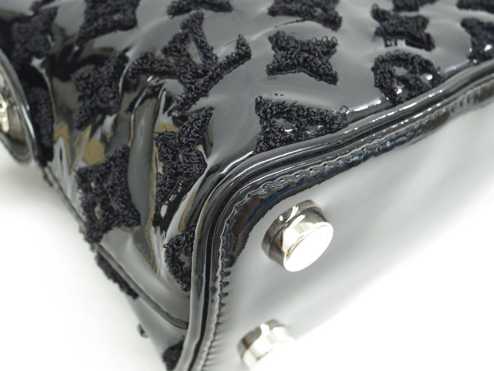 Women's Louis Vuitton Black Vernis Patent Leather Lockit BB Top Handle Satchel Bag