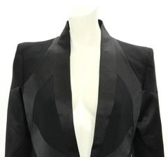 Alexander McQueen Black Silk Panel Single Breasted Dinner Blazer Tuxedo Jacket
