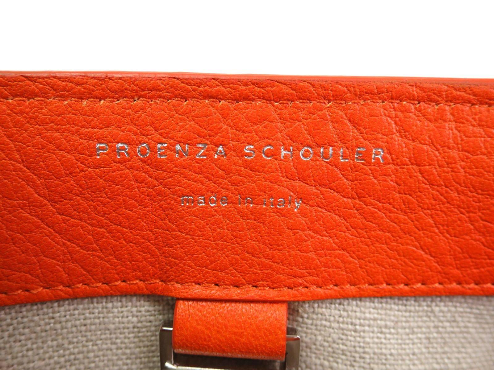 Women's Proenza Schouler Orange Leather Gold Stud Hardware Satchel Tote Shoulder Bag