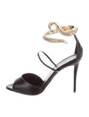 Giuseppe Zanotti NEW & SOLD OUT Black Gold Snake Heels Strappy Sandals in Box