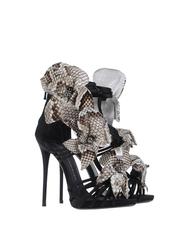Giuseppe Zanotti NEW & SOLD OUT Black Satin Snake Flower Appliqué Heels Sandals