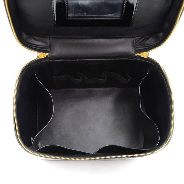 Chanel RARE Black Patent Leather Large Jewelry Travel Beauty Case Top