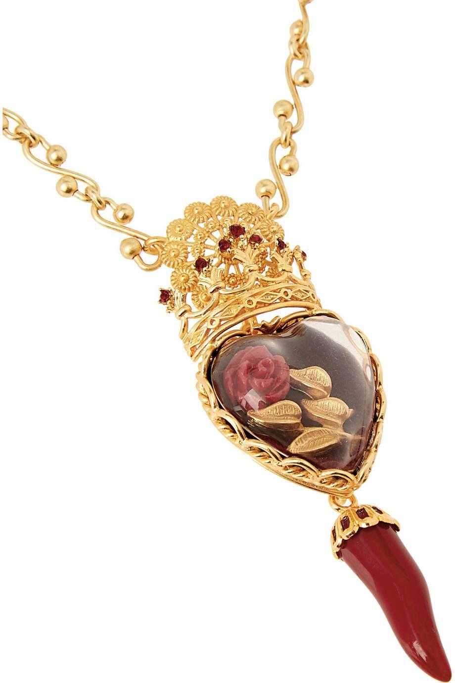 CURATOR'S NOTES

Brass
Gold tone
Swarovski crystals
Resin rose
Lobster claw closure 
Made in Italy
Pendant 3