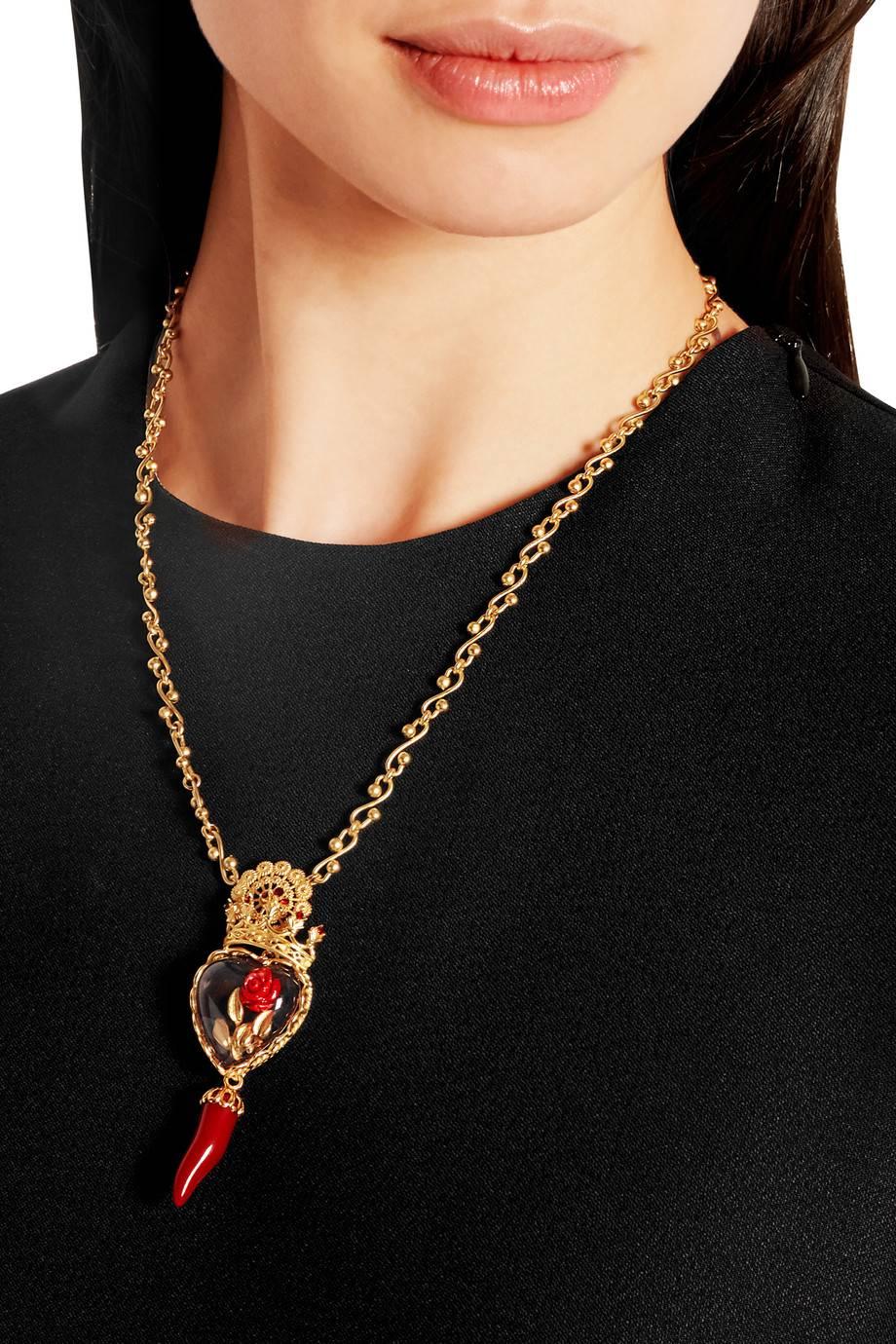 Women's Dolce & Gabbana NEW Swarovski Crystal Gold Rose Pendant Necklace