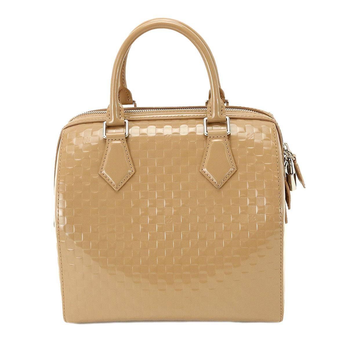 Louis Vuitton Nude Vernis Patent Speedy Top Handle Satchel Bag W / Accessories In Excellent Condition In Chicago, IL