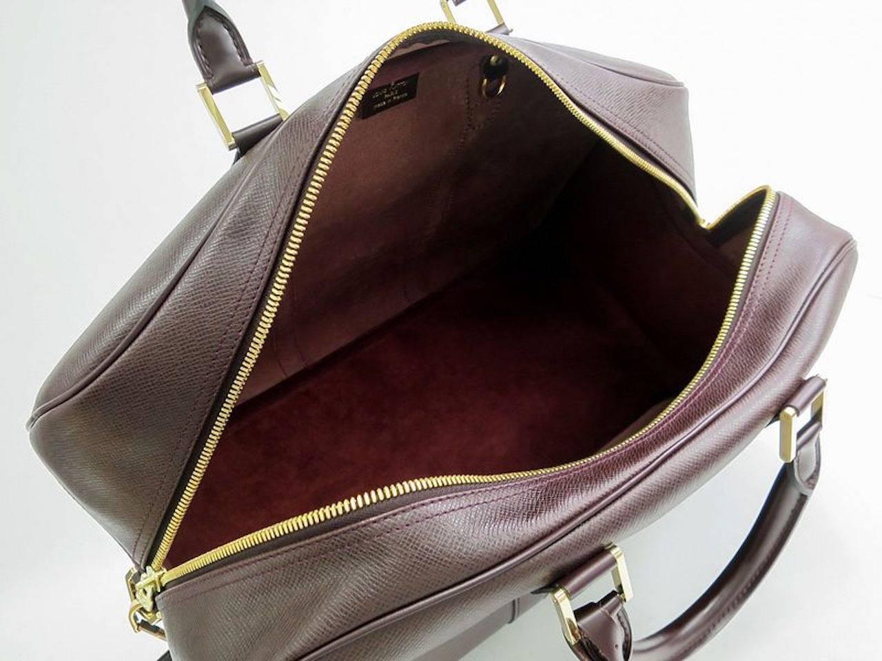 Louis Vuitton Brown Leather Men's Weekender Travel Duffle Bag at 1stDibs
