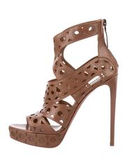 Alaia NEW & SOLD OUT Leather Laser Cut Out Platform Heels Sandals in Box