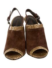 Bottega Veneta NEW & SOLD OUT Brown Suede Snake Mule Sandals Heels in Box