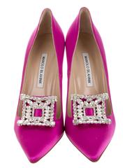 Manolo Blahnik NEW & SOLD OUT Pink Satin Crystal High Heel Pumps in Box