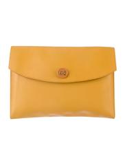 Hermes Vintage Yellow Leather 'H' Logo Envelope Clutch Flap Bag