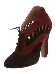 Alaia NEW & SOLD OUT Burgundy Black SuedeCut Out Lace Up Ankle Booties in Box