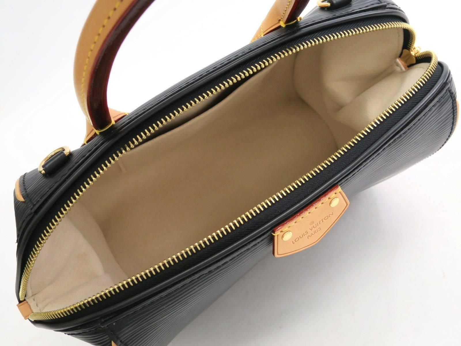 Louis Vuitton Limited Edition Black Leather Tan Top Handle Satchel Shoulder Bag 1