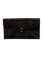 Alexander McQueen Black Patent Leather Envelope Slip Flap Clutch Bag