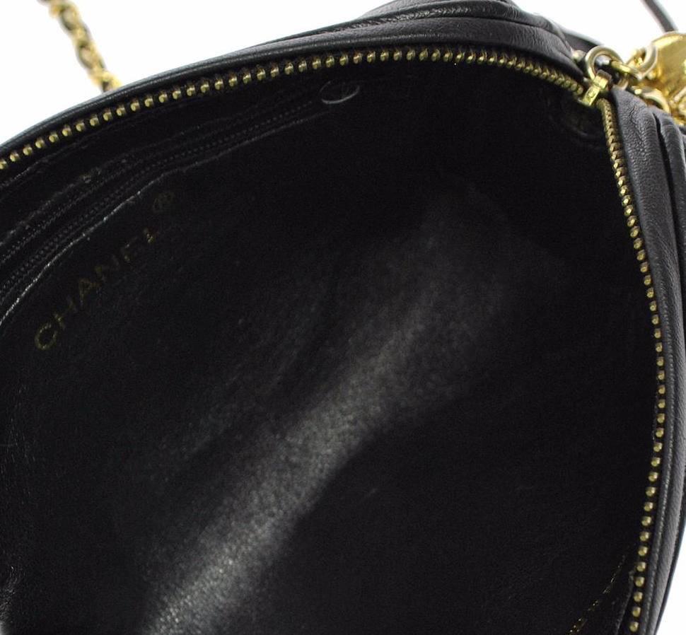 Women's Chanel Black Lambskin Quilted Gold Chain Barrel Evening Shoulder Crossbody Bag