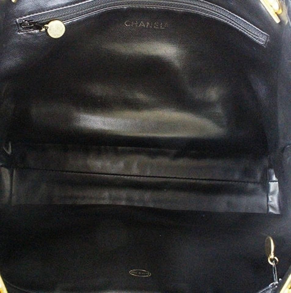 Chanel Black Leather Gold CC Chain Carry All Shopper Tote Shoulder Bag 5