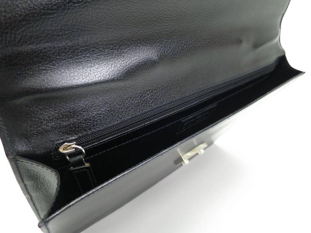 Salvatore Ferragamo Black Leather Palladium Men's Attache Briefcase with Key 1
