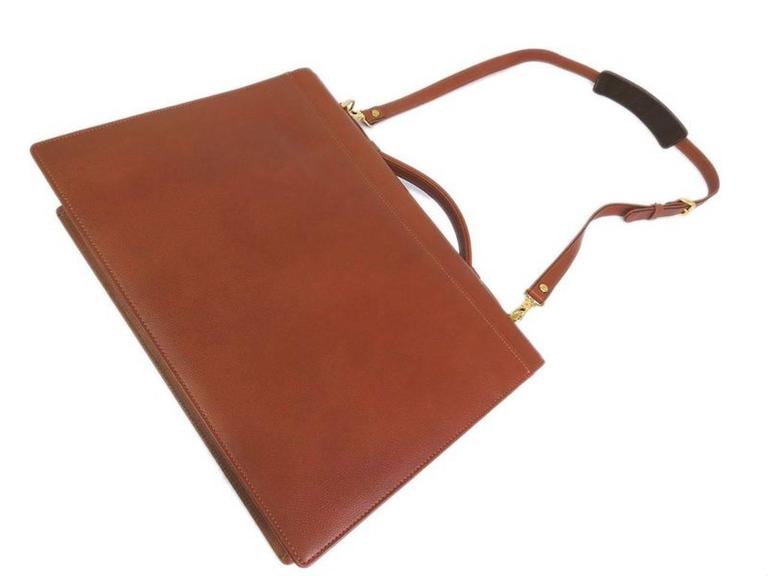 YSL Tan Cognac Leather Gold Men's Attache Briefcase Bag With Key and Strap at 1stDibs ysl mens