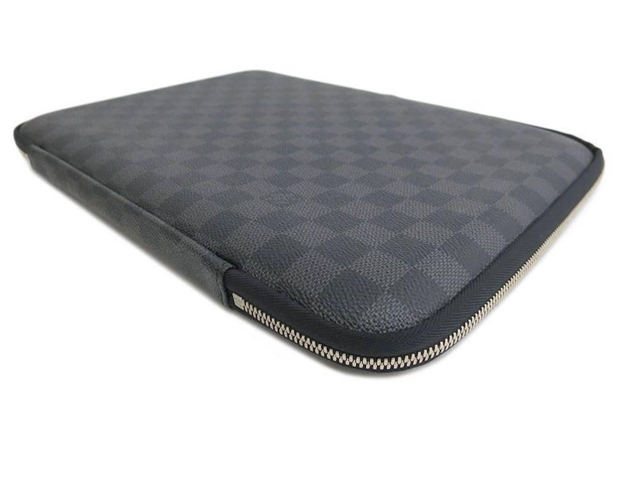 Louis Vuitton SOLD OUT Black Gray Men's Canvas Lap Top Tech Carrying Case Bag In Excellent Condition In Chicago, IL